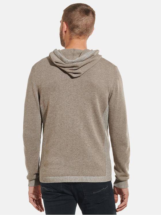 emilio adani Herren Strickjacke mit Kapuze Beige 32371