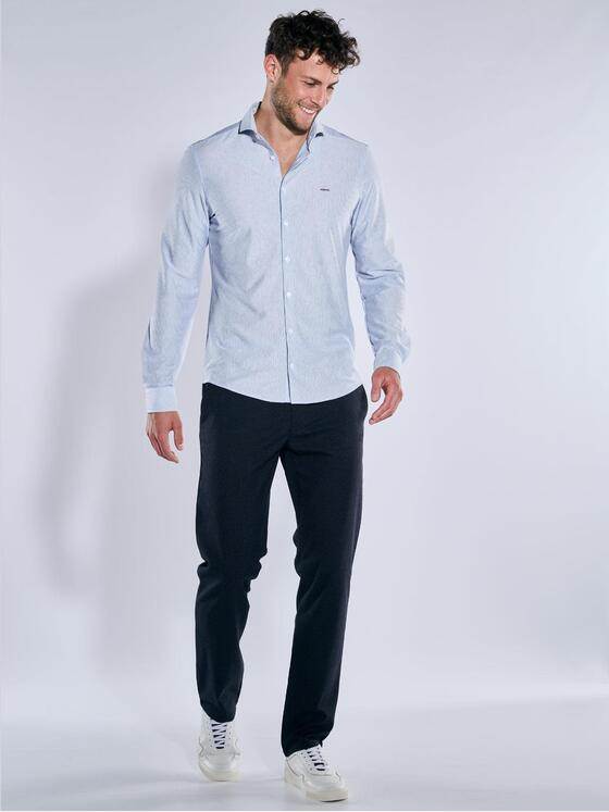 emilio adani Herren Langarm-Hemd gestreift Blau 39258