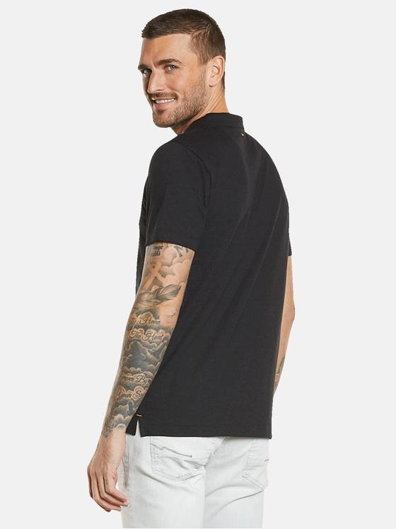 emilio adani Herren Polo-Shirt mit Leinenanteil Schwarz 34512