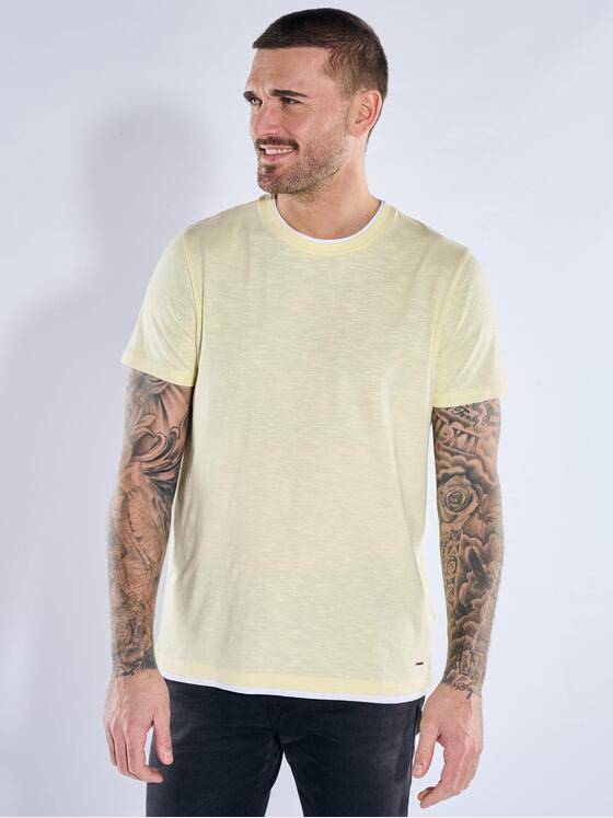 emilio adani Herren Rundhals T-Shirt Hellgelb 40648