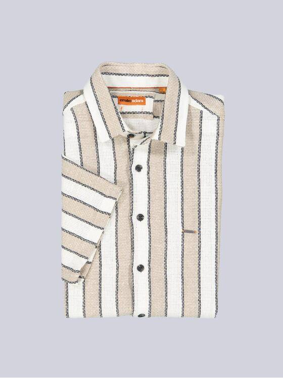 emilio adani Herren Kurzarm-Hemd gestreift Beige 38994