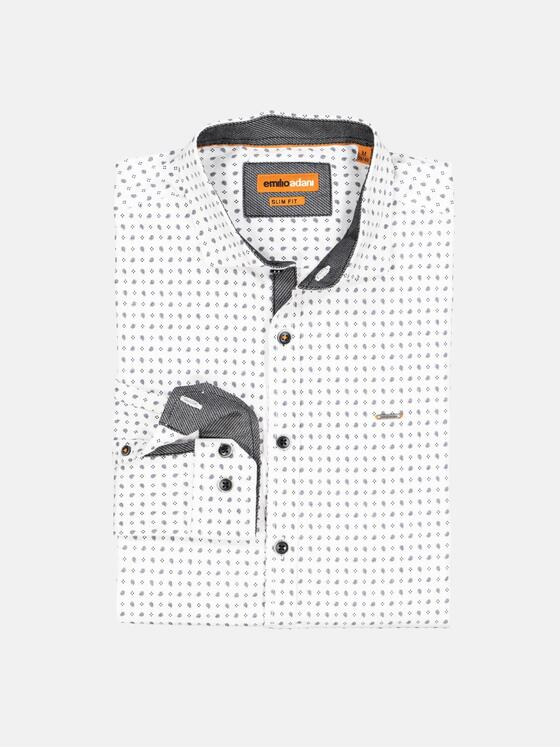 emilio adani Herren Langarm-Hemd slim fit Weiß 35308