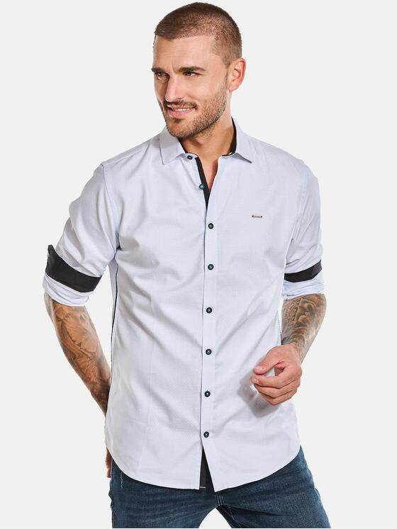 emilio adani Herren Langarm-Hemd strukturiert Blau 33792
