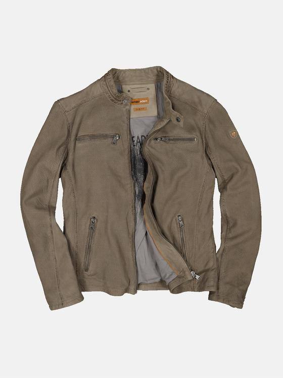 emilio adani Herren Lederjacke slim fit Beige 34454