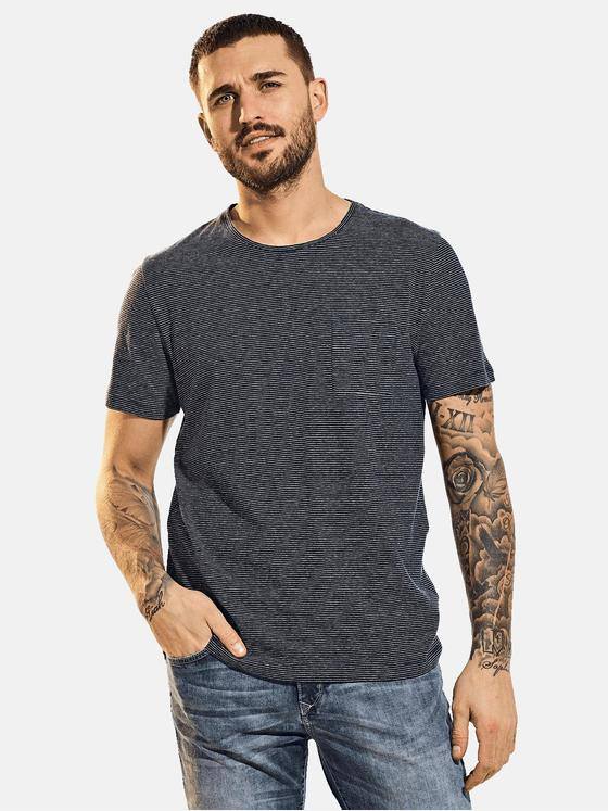 emilio adani Herren T-Shirt gemustert Blau 31631