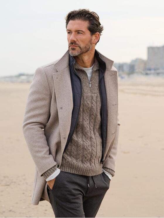 emilio adani Herren Mantel mit heraustrennbarem Inlet Hellbraun 39388