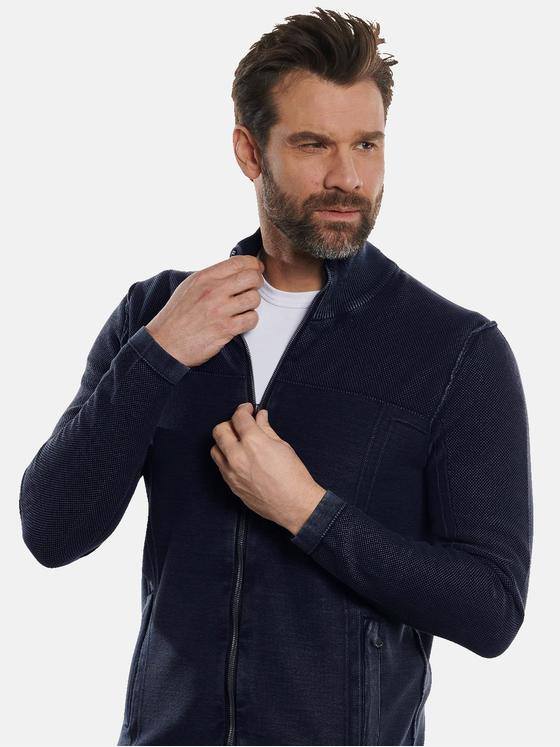 engbers Herren Cardigan mit Strukturwechsel Anthrazit 32694