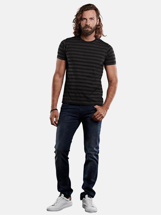 emilio adani Herren Strukturmix T-Shirt Schwarz 28974