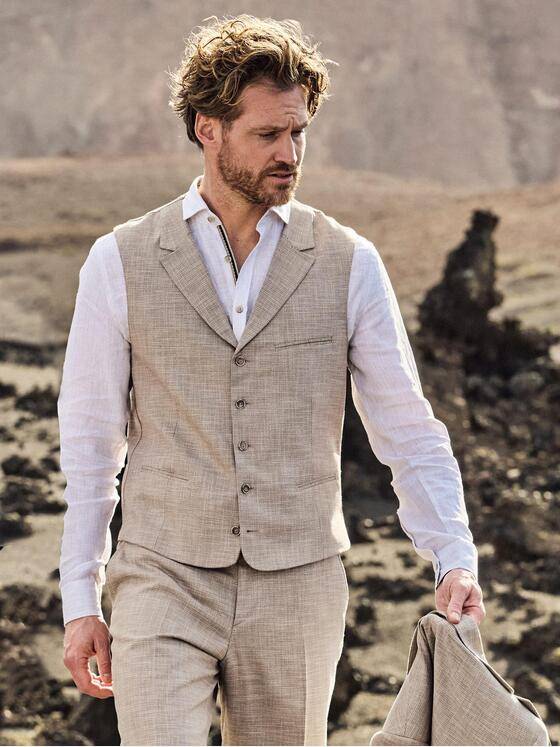 engbers Herren Sakko-Weste slim fit Beige 38394