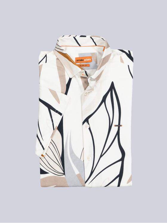 emilio adani Herren Kurzarm-Hemd slim fit Beige 36550