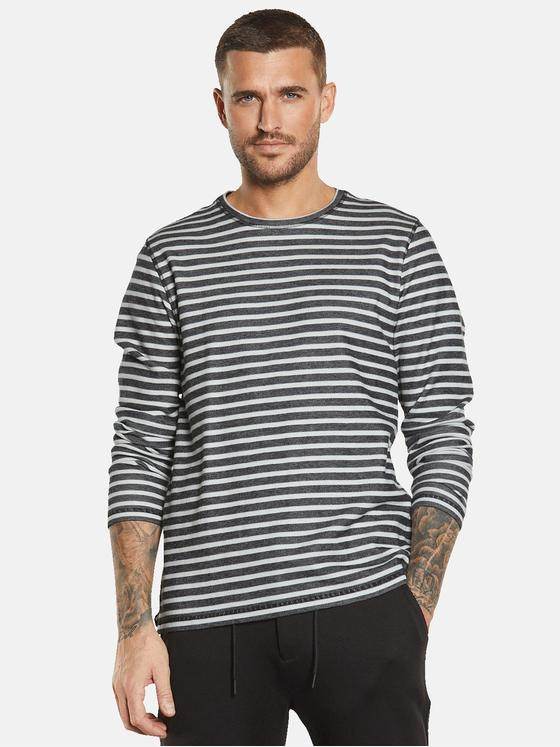 emilio adani Herren Langarm-Shirt gestreift Grau 34513