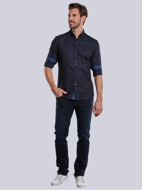 engbers Herren Langarm-Hemd gemustert Blau 34104
