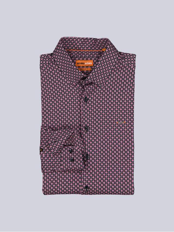 emilio adani Herren Langarm-Hemd gemustert Bordeaux 39596