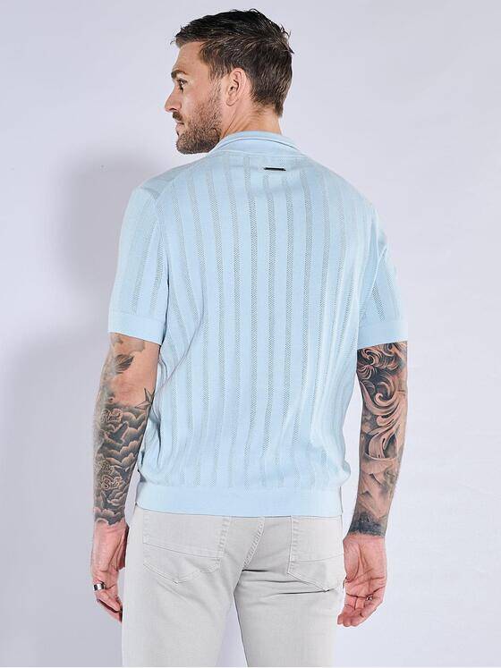 emilio adani  Herren T-Shirt mit Zipper Hellblau 38707