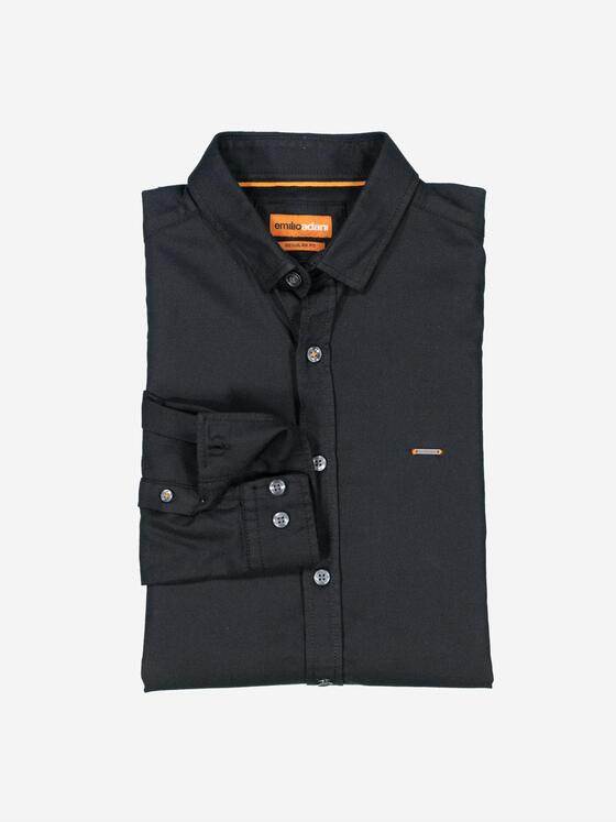 emilio adani Herren Hemd uni Schwarz 37569