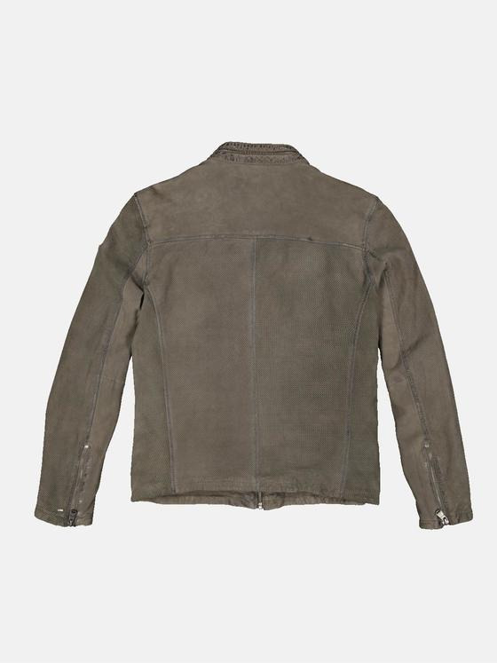 emilio adani Herren Lederjacke slim fit Grau 34453