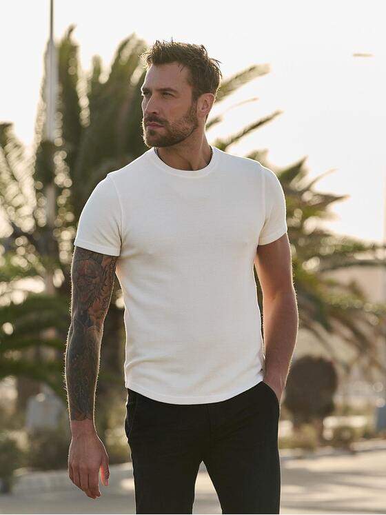 emilio adani Herren T-Shirt uni Weiß 36803