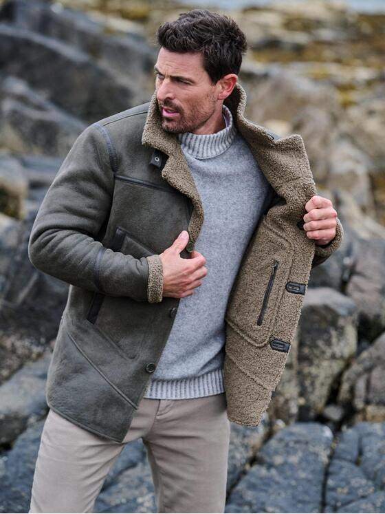 ENGBERS GERMANY Herren Lederjacke aus edlem Lammleder Grau 37407