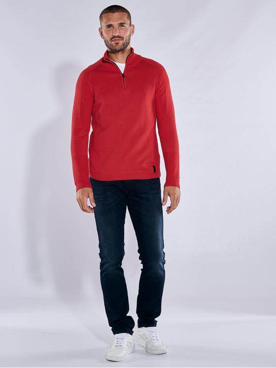 emilio adani Herren Pullover mit Troyerkragen Rot 38131