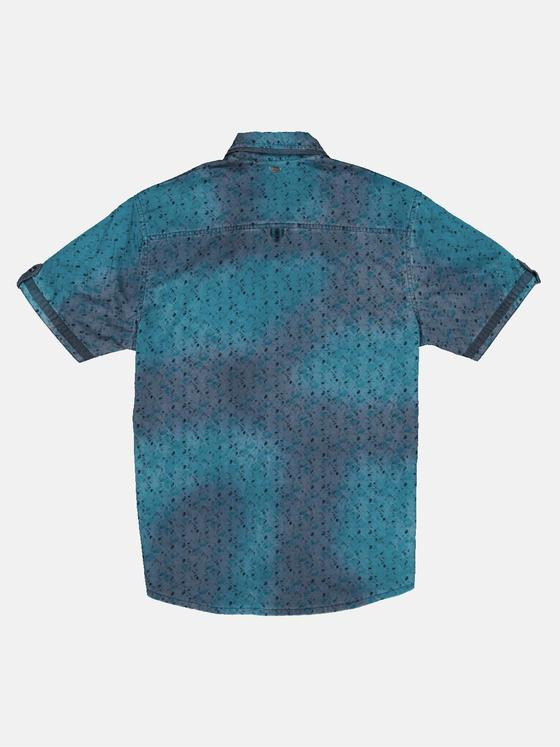 engbers Herren Kurzarm-Hemd gemustert Tuerkis 33039