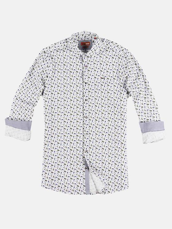 emilio adani Herren Hemd mit Minimal-Feder-Print Blau 29502