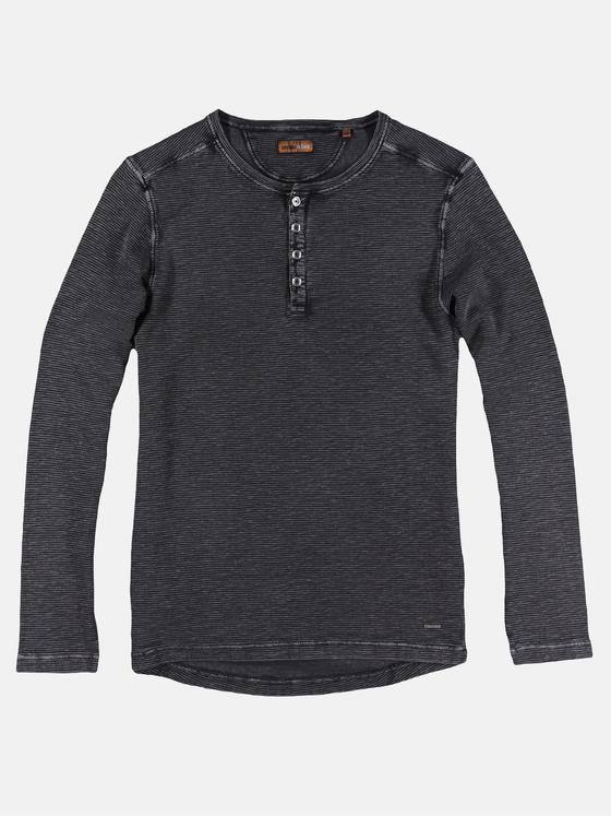 emilio adani Herren Henleyshirt mit authentischer Waschung Grau 29642