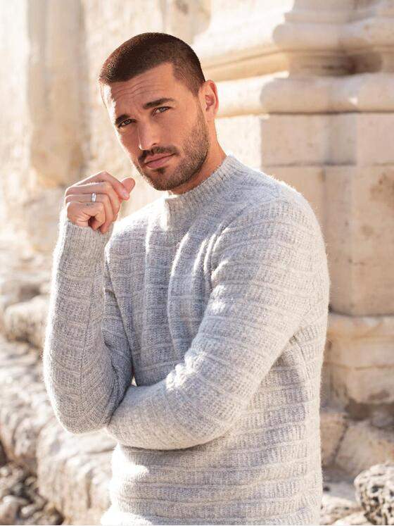 emilio adani Herren Pullover uni Weiß 35731