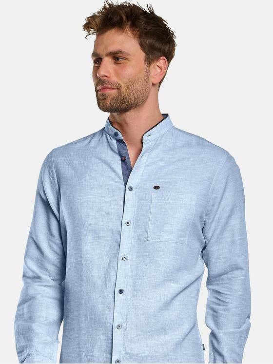 engbers Herren Langarm-Hemd mit Leinenanteil Hellblau 32995