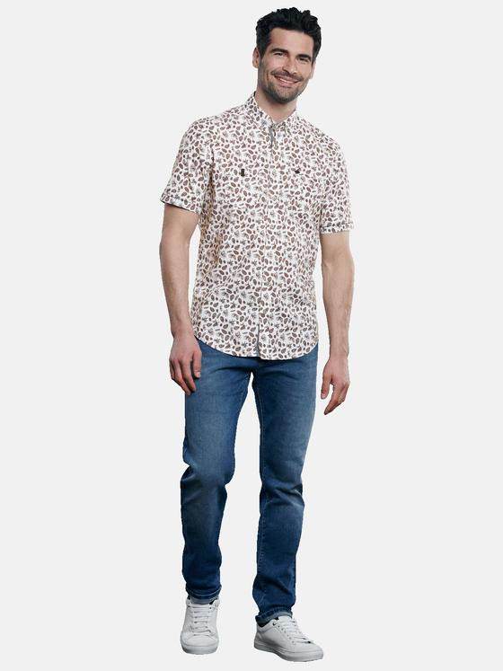 engbers Herren Kurzarm-Hemd gemustert Bordeaux 30780