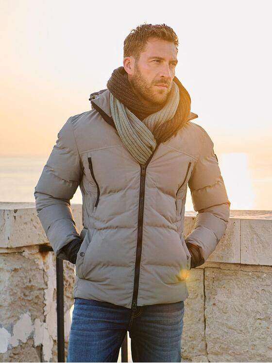 emilio adani Herren Steppjacke mit abnehmbarer Kapuze Beige 37425