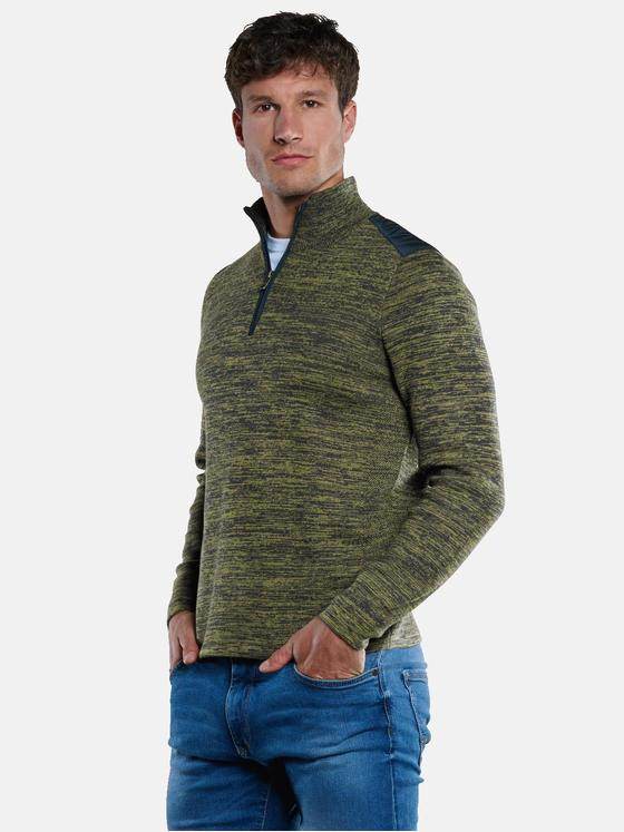 engbers Herren Pullover Troyerkragen Khaki 33930