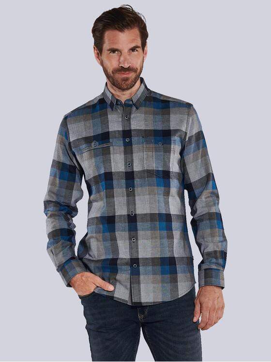 engbers Herren Langarm-Hemd kariert Tuerkis 36088