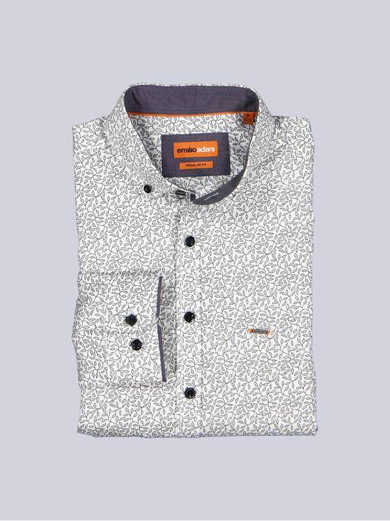 emilio adani Herren Langarm-Hemd strukturiert Reinweiss 39159
