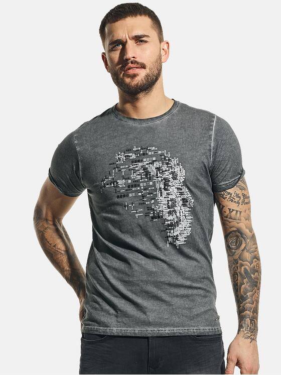 emilio adani Herren Rundhals T-Shirt Grau 31130
