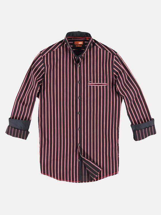 emilio adani Herren Gestreiftes Langarmhemd Rot 30842