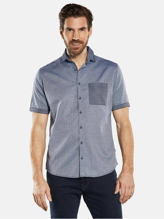 engbers Herren Kurzarm-Hemd gemustert Blau 34759