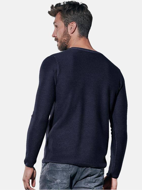 emilio adani Herren Rundhalspullover aus softem Garn mit feiner Struktur Blau 30427