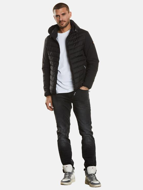 emilio adani Herren Steppjacke mit Kapuze Schwarz 34292