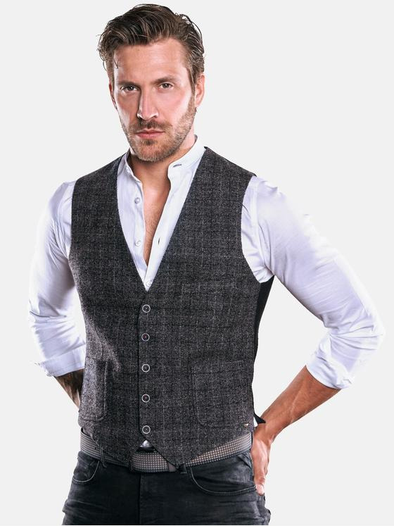 emilio adani Herren Karierte Sakkoweste Grau 30230
