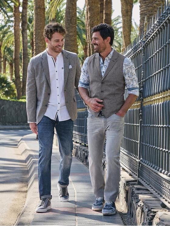 engbers Herren Sakko-Weste aus Leinen-Mix Braunbeige 32971