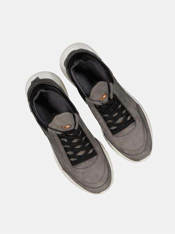 emilio adani Herren Sneaker aus Nubuk-Leder Grau 33595