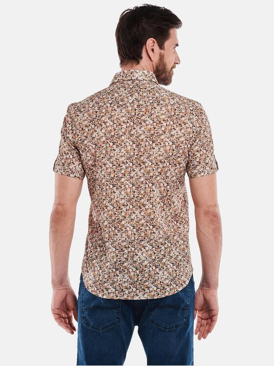engbers Herren Kurzarm-Hemd gemustert Braunbeige 34941