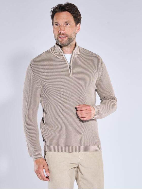 engbers Herren Pullover mit Rippstruktur Beige 39543