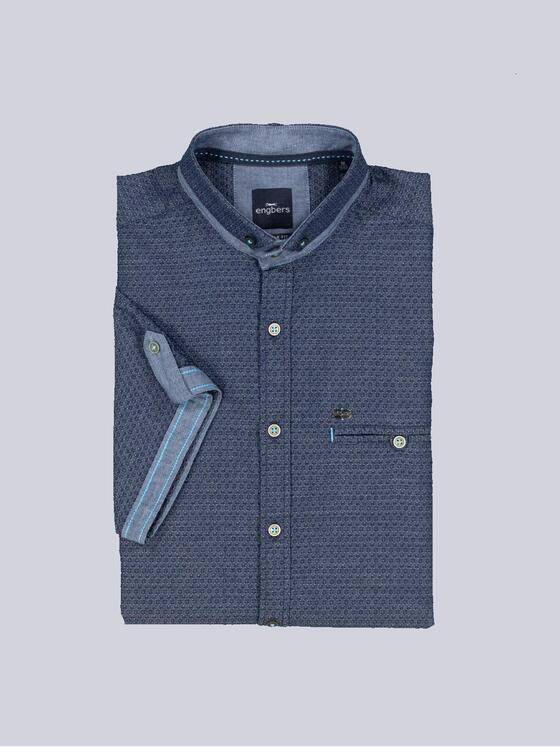 engbers Herren Kurzarm-Hemd gemustert Blau 36329