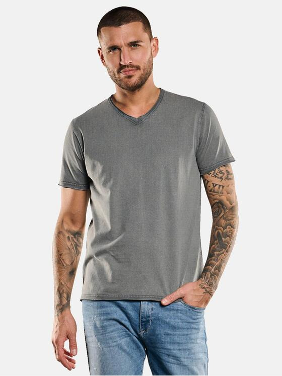 emilio adani Herren T-Shirt V-Neck Grau 33030