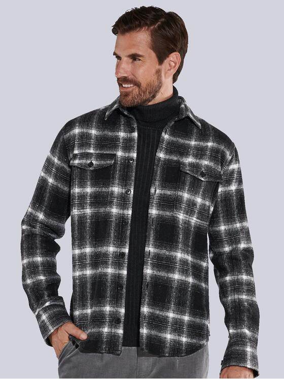 ENGBERS GERMANY Herren Overshirt aus softer Flanell-Warenqualität Schwarz 35459