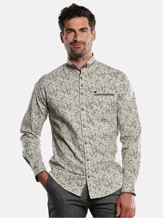 engbers Herren Langarm-Hemd gemustert Braunbeige 32011