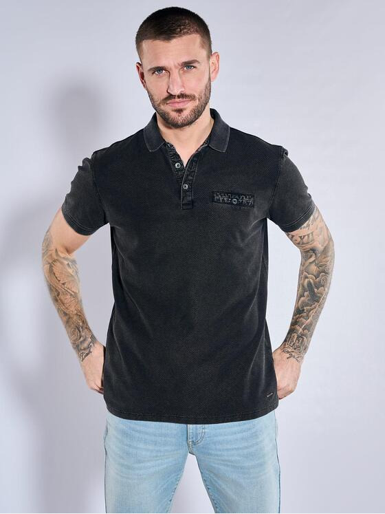 emilio adani Herren Polo-Shirt strukturiert Schwarz 37091