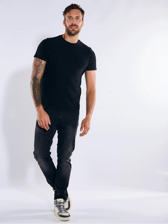 emilio adani Herren T-Shirt uni Schwarz 36804