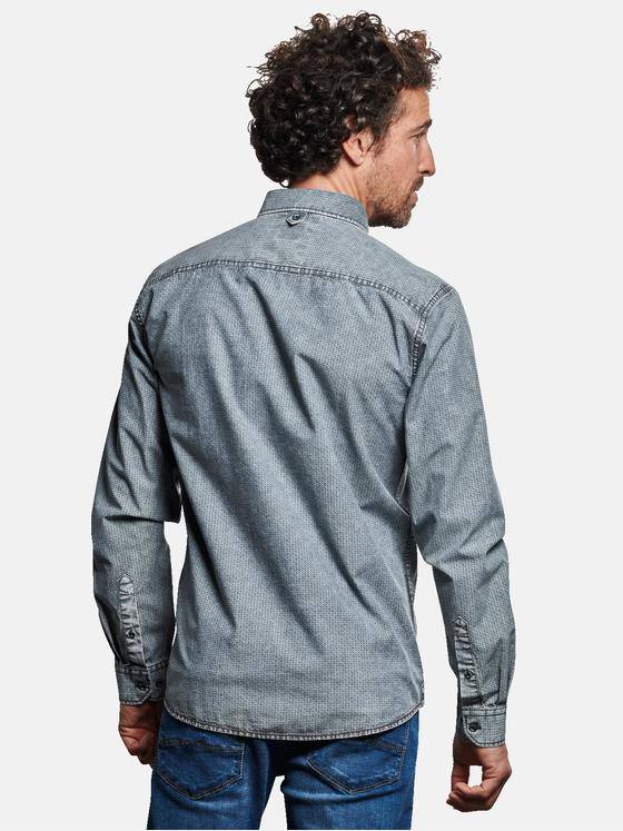 engbers Herren Langarm-Hemd gemustert Petrolblau 32049